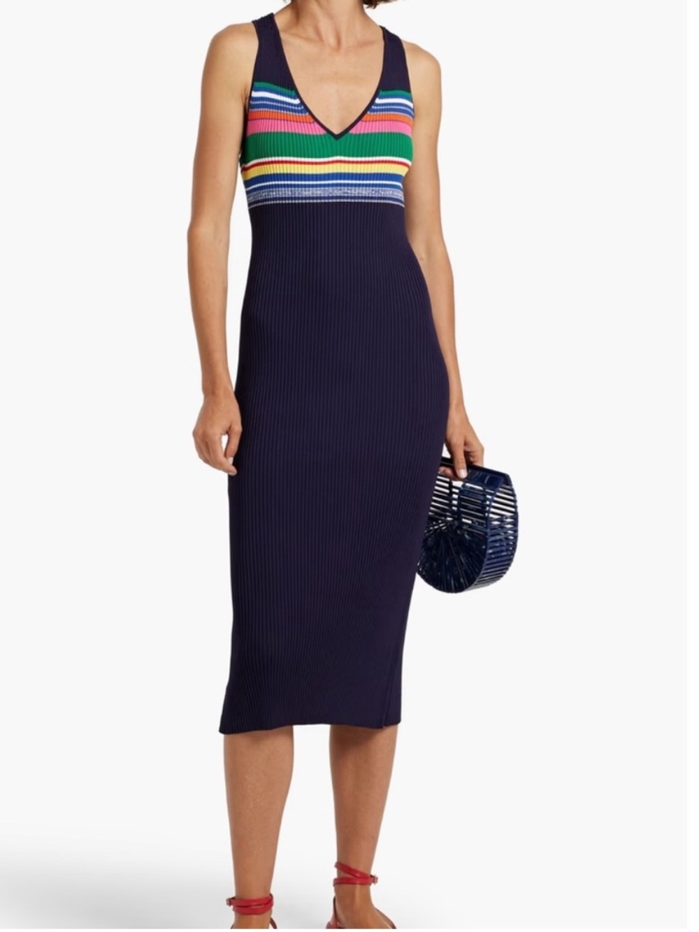 Staud Dana Ribbed Midi Dress Size M